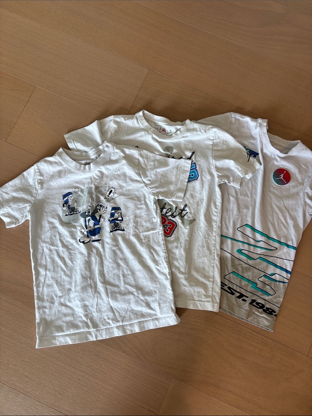 Jordan White Short Sleeve Tee with Blue 23 Jumpman Graphic - Kids